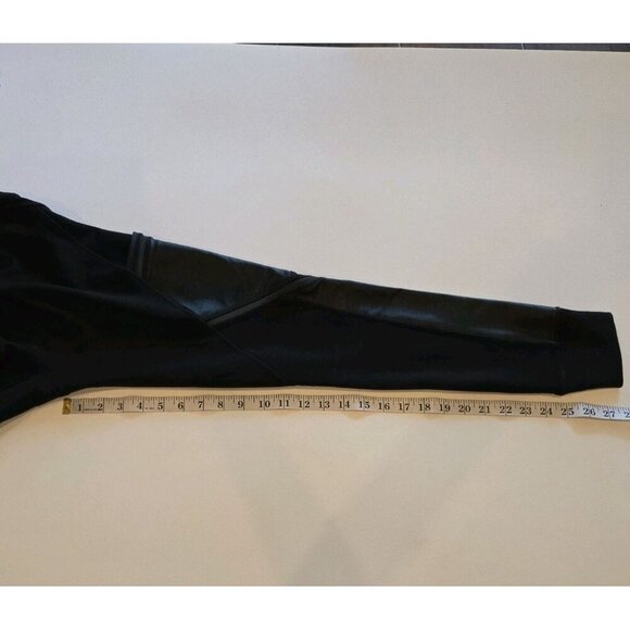 Athleta Leggings Faux‎ Leather Pockets Black Small Logo Style 74305 Yoga Biker - Picture 10 of 10